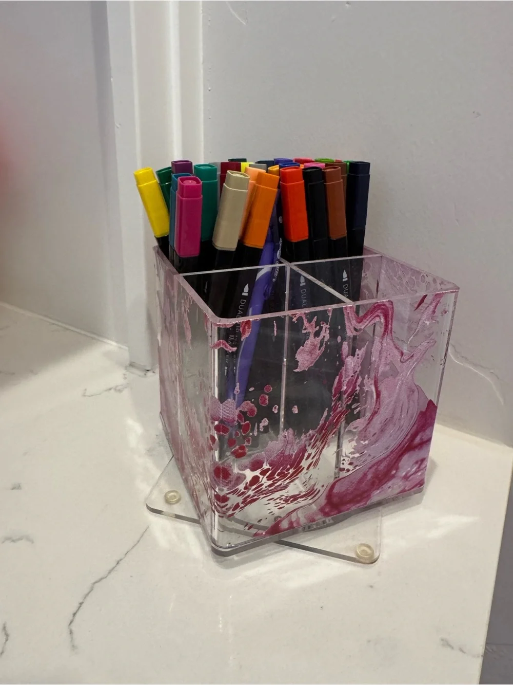 Pink Acrylic Pen Organizer